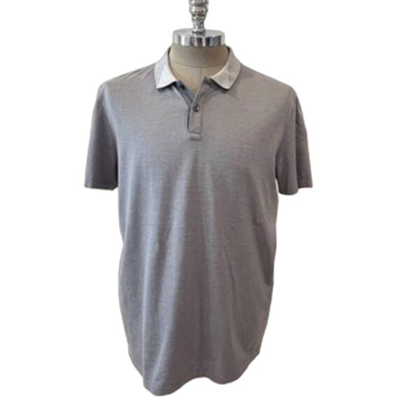 Boss Hugo Boss Parlay Grey Knit Polo Shirt XXL 100% Cotton Regular Fit - Picture 2 of 7